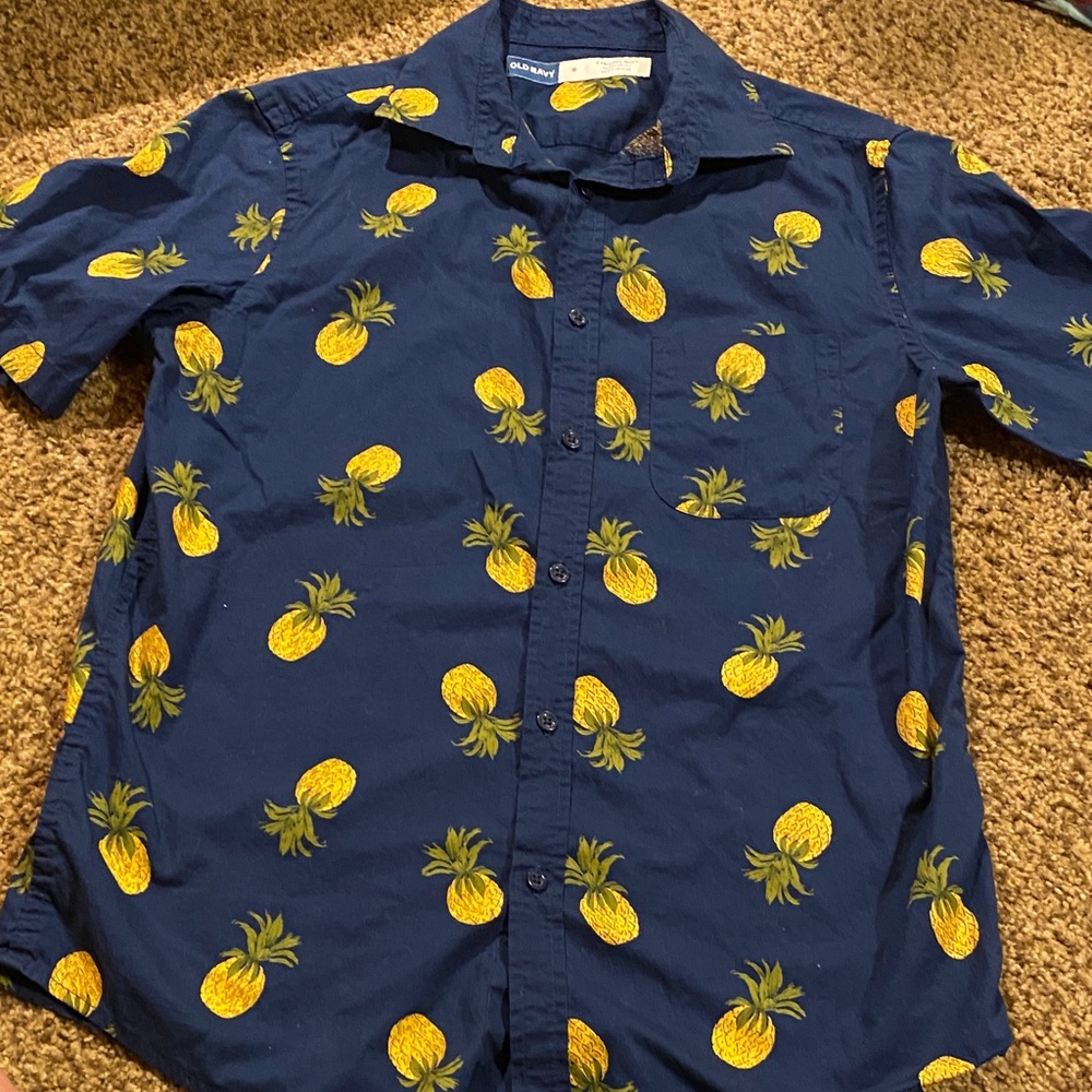 Old Navy Men’s Size S Pineapple Button Down Navy
